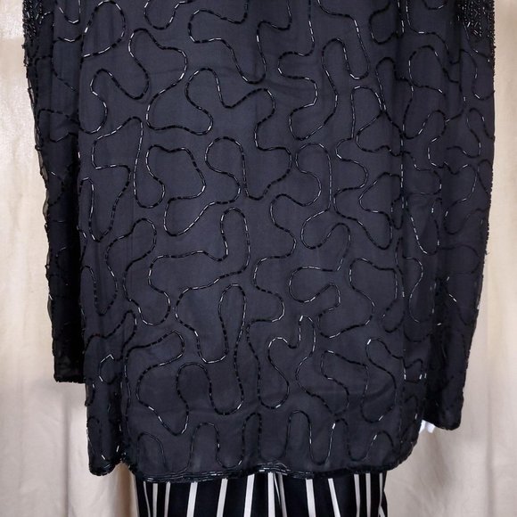Vintage beaded silk cardigan blazer - Picture 3 of 10